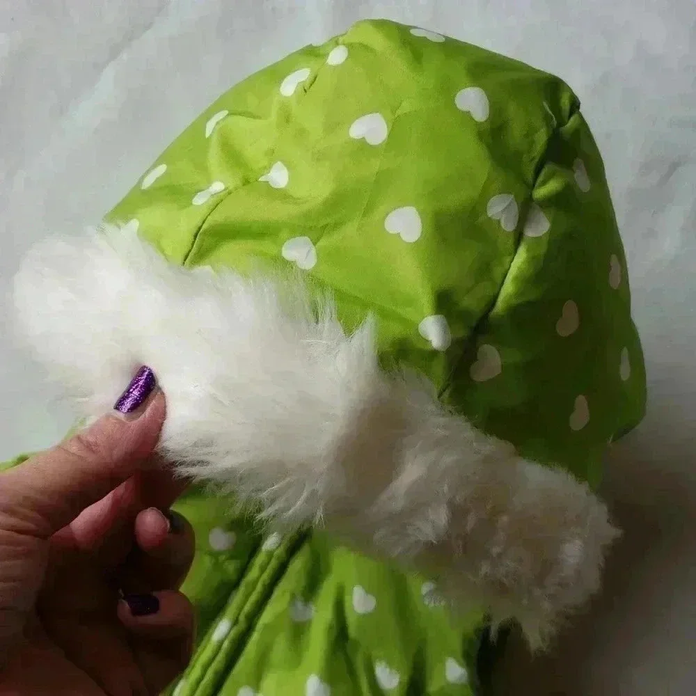Gymboree Green Vest Hearts and Faux‎ FurTrim Hood 6-12 months